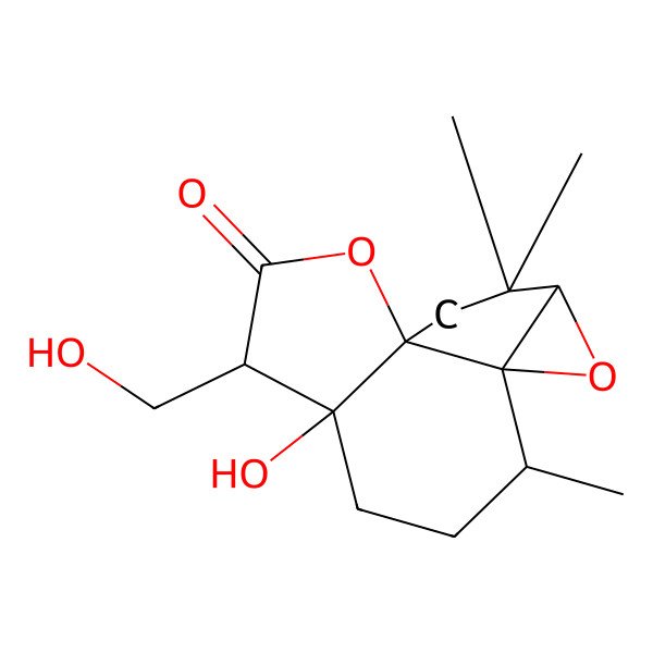 2D Structure of (1R,4R,5S,8R,9R,11R)-5-hydroxy-4-(hydroxymethyl)-8,12,12-trimethyl-2,10-dioxatetracyclo[7.4.0.01,5.09,11]tridecan-3-one