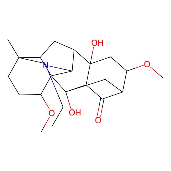 2D Structure of (1R,2S,3R,5R,6S,8S,9S,10R,13R,16S,17R)-11-ethyl-2,8-dihydroxy-6,16-dimethoxy-13-methyl-11-azahexacyclo[7.7.2.12,5.01,10.03,8.013,17]nonadecan-4-one