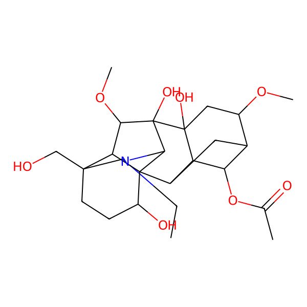 2D Structure of [11-Ethyl-8,9,16-trihydroxy-13-(hydroxymethyl)-6,18-dimethoxy-11-azahexacyclo[7.7.2.12,5.01,10.03,8.013,17]nonadecan-4-yl] acetate