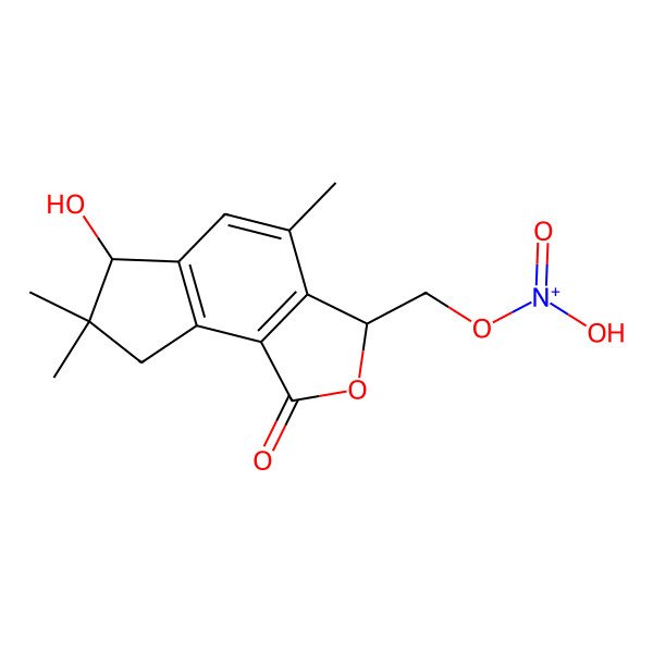 2D Structure of hydroxy-[[(3S,6S)-6-hydroxy-4,7,7-trimethyl-1-oxo-6,8-dihydro-3H-cyclopenta[e][2]benzofuran-3-yl]methoxy]-oxoazanium