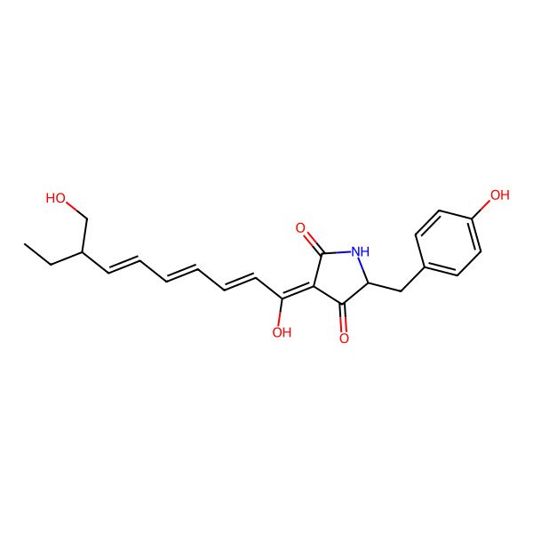 2D Structure of 3-[(2E,4E,6E)-1-hydroxy-8-(hydroxymethyl)deca-2,4,6-trienylidene]-5-[(4-hydroxyphenyl)methyl]pyrrolidine-2,4-dione