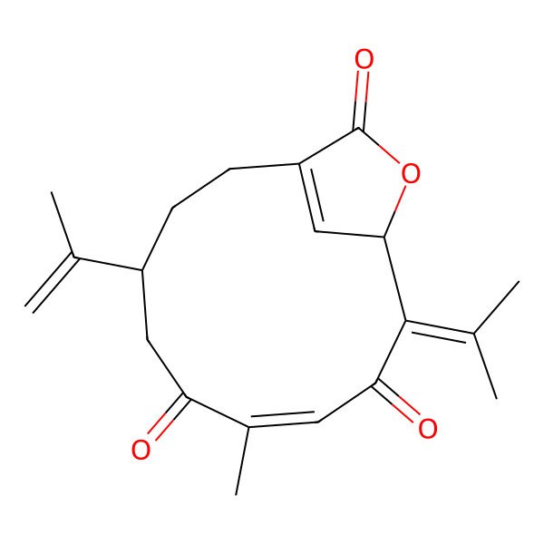 2D Structure of (4R,7E,11R)-7-methyl-10-propan-2-ylidene-4-prop-1-en-2-yl-12-oxabicyclo[9.2.1]tetradeca-1(14),7-diene-6,9,13-trione