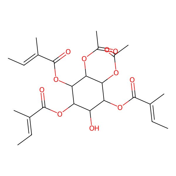 2D Structure of [(1S,2S,3R,4S,5R,6S)-2,3-diacetyloxy-6-hydroxy-5-[(Z)-2-methylbut-2-enoyl]oxy-4-(2-methylbut-2-enoyloxy)cyclohexyl] 2-methylbut-2-enoate