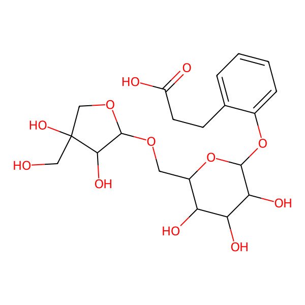 2D Structure of 3-[2-[6-[[3,4-Dihydroxy-4-(hydroxymethyl)oxolan-2-yl]oxymethyl]-3,4,5-trihydroxyoxan-2-yl]oxyphenyl]propanoic acid