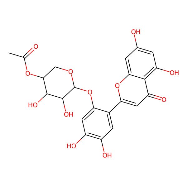 2D Structure of [(3S,4S,5R,6R)-6-[2-(5,7-dihydroxy-4-oxochromen-2-yl)-4,5-dihydroxyphenoxy]-4,5-dihydroxyoxan-3-yl] acetate