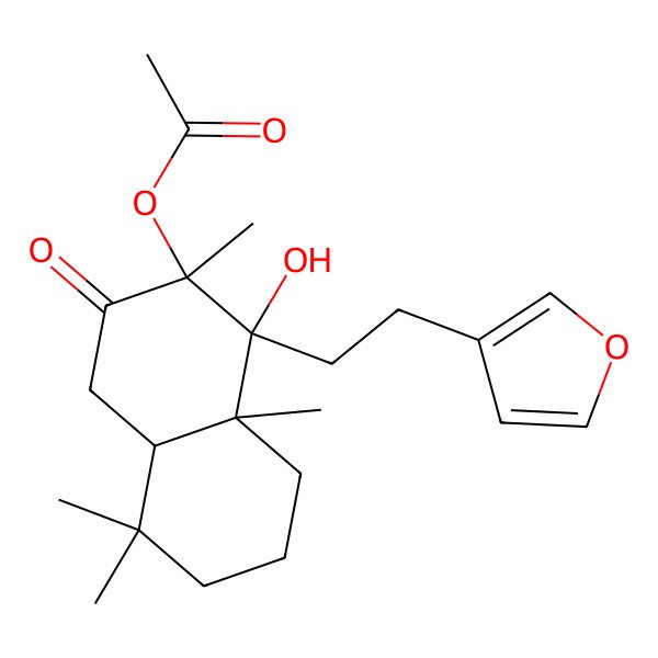 2D Structure of [1-[2-(furan-3-yl)ethyl]-1-hydroxy-2,5,5,8a-tetramethyl-3-oxo-4a,6,7,8-tetrahydro-4H-naphthalen-2-yl] acetate