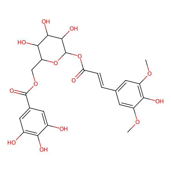 2D Structure of [(2R,3S,4S,5R,6S)-3,4,5-trihydroxy-6-[(E)-3-(4-hydroxy-3,5-dimethoxyphenyl)prop-2-enoyl]oxyoxan-2-yl]methyl 3,4,5-trihydroxybenzoate