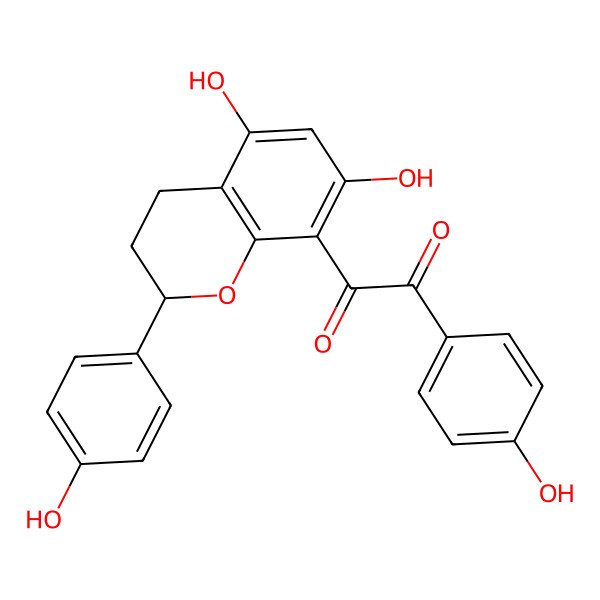 2D Structure of 1-[5,7-dihydroxy-2-(4-hydroxyphenyl)-3,4-dihydro-2H-chromen-8-yl]-2-(4-hydroxyphenyl)ethane-1,2-dione