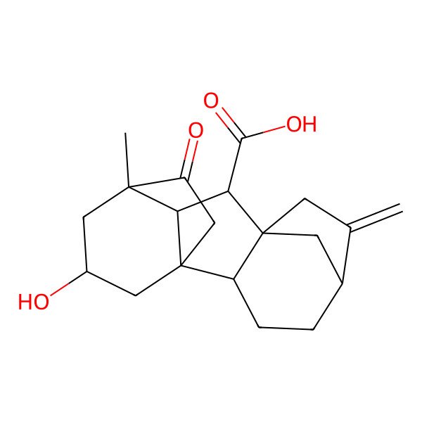 2D Structure of (1R,2S,5R,8R,9S,10S,11R,13R)-13-hydroxy-11-methyl-6-methylidene-16-oxopentacyclo[9.3.2.15,8.01,10.02,8]heptadecane-9-carboxylic acid