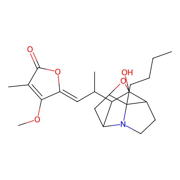 2D Structure of 5-[2-(2-Butyl-7-hydroxy-11-oxa-3-azatetracyclo[5.3.1.02,6.03,9]undecan-8-yl)propylidene]-4-methoxy-3-methylfuran-2-one