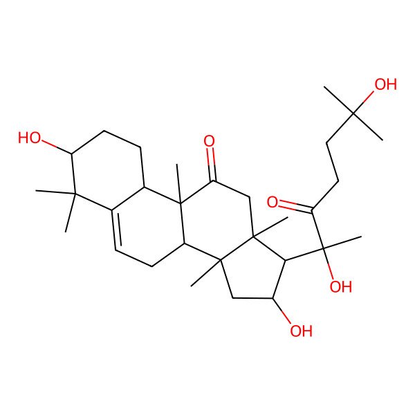 2D Structure of 17-(2,6-Dihydroxy-6-methyl-3-oxoheptan-2-yl)-3,16-dihydroxy-4,4,9,13,14-pentamethyl-1,2,3,7,8,10,12,15,16,17-decahydrocyclopenta[a]phenanthren-11-one