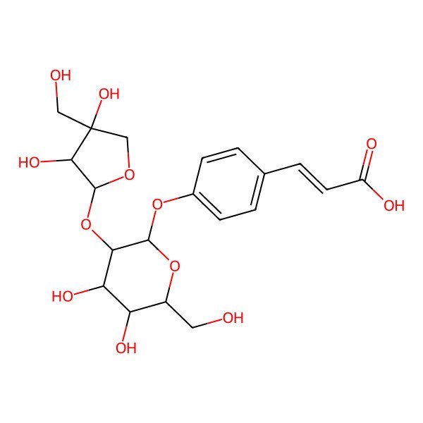 2D Structure of (E)-3-[4-[(2S,3R,4S,5S,6R)-3-[(2S,3R,4R)-3,4-dihydroxy-4-(hydroxymethyl)oxolan-2-yl]oxy-4,5-dihydroxy-6-(hydroxymethyl)oxan-2-yl]oxyphenyl]prop-2-enoic acid