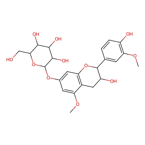 2D Structure of 2-[[3-hydroxy-2-(4-hydroxy-3-methoxyphenyl)-5-methoxy-3,4-dihydro-2H-chromen-7-yl]oxy]-6-(hydroxymethyl)oxane-3,4,5-triol