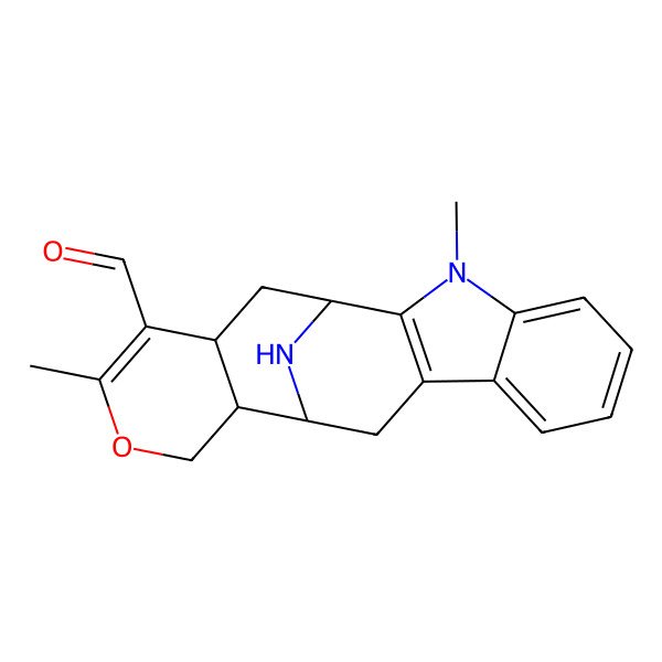 2D Structure of (1S,12S,13R,18R)-3,16-dimethyl-15-oxa-3,20-diazapentacyclo[10.7.1.02,10.04,9.013,18]icosa-2(10),4,6,8,16-pentaene-17-carbaldehyde