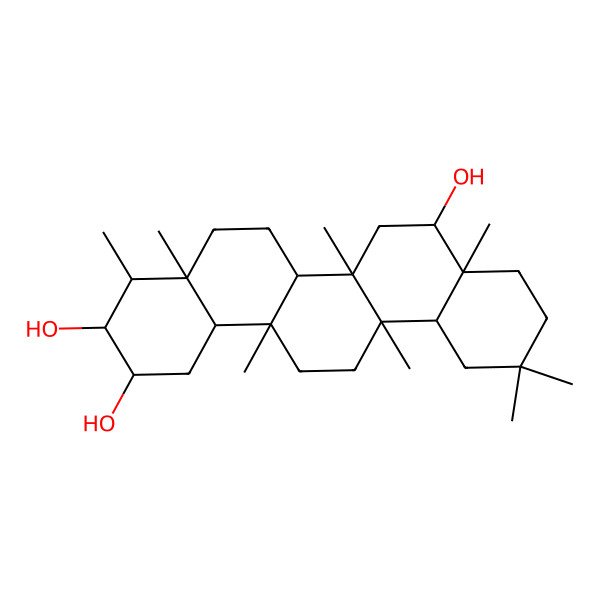 2D Structure of (2R,3R,4R,4aS,6aS,6aS,6bR,8S,8aS,12aS,14aS,14bS)-4,4a,6a,6b,8a,11,11,14a-octamethyl-1,2,3,4,5,6,6a,7,8,9,10,12,12a,13,14,14b-hexadecahydropicene-2,3,8-triol