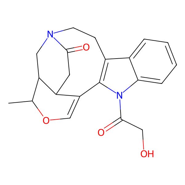 2D Structure of 11-(2-Hydroxyacetyl)-16-methyl-15-oxa-1,11-diazapentacyclo[15.3.1.04,12.05,10.013,18]henicosa-4(12),5,7,9,13-pentaen-20-one