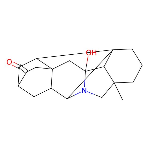 2D Structure of 16-Hydroxy-5-methyl-12-methylidene-7-azaheptacyclo[9.6.2.01,8.05,17.07,16.09,14.014,18]nonadecan-19-one