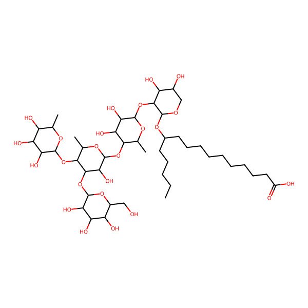 2D Structure of (11R)-11-[(2R,3R,4S,5R)-3-[(2S,3S,4R,5R)-3,4-dihydroxy-5-[(2R,3S,4S,5S,6S)-3-hydroxy-6-methyl-4-[(2S,4S,5S,6R)-3,4,5-trihydroxy-6-(hydroxymethyl)oxan-2-yl]oxy-5-[(2S,3S,4R,5R,6R)-3,4,5-trihydroxy-6-methyloxan-2-yl]oxyoxan-2-yl]oxy-6-methyloxan-2-yl]oxy-4,5-dihydroxyoxan-2-yl]oxyhexadecanoic acid