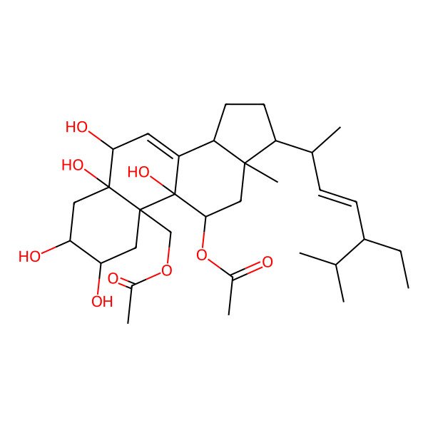 2D Structure of [(2R,3R,5R,6R,9R,10R,11R,13R,14R,17R)-11-acetyloxy-17-[(E,2R,5S)-5-ethyl-6-methylhept-3-en-2-yl]-2,3,5,6,9-pentahydroxy-13-methyl-2,3,4,6,11,12,14,15,16,17-decahydro-1H-cyclopenta[a]phenanthren-10-yl]methyl acetate