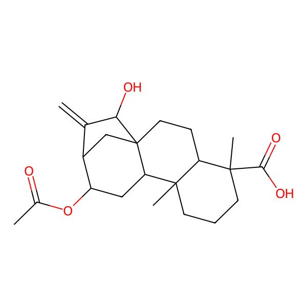 2D Structure of 12-Acetyloxy-15-hydroxy-5,9-dimethyl-14-methylidenetetracyclo[11.2.1.01,10.04,9]hexadecane-5-carboxylic acid