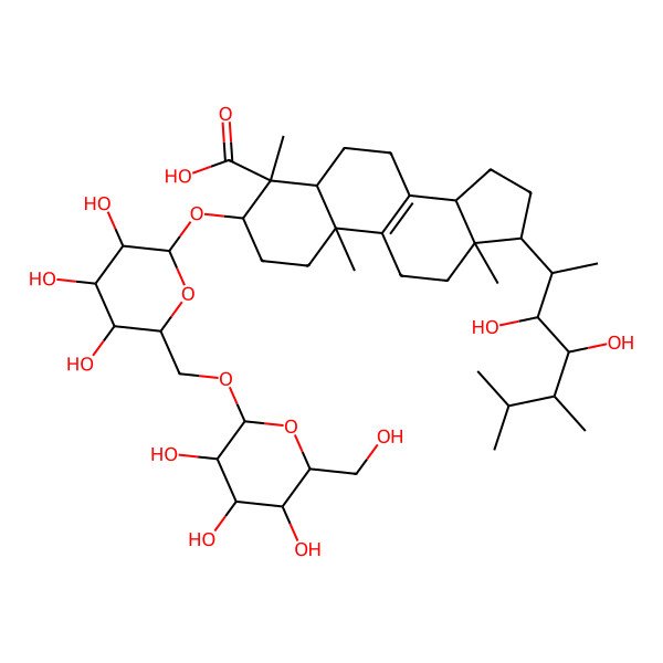 2D Structure of (3S,4R,5R,10S,13R,14R,17R)-17-[(2S,3R,4S,5R)-3,4-dihydroxy-5,6-dimethylheptan-2-yl]-4,10,13-trimethyl-3-[(2R,3R,4S,5S,6R)-3,4,5-trihydroxy-6-[[(2R,3R,4S,5S,6R)-3,4,5-trihydroxy-6-(hydroxymethyl)oxan-2-yl]oxymethyl]oxan-2-yl]oxy-1,2,3,5,6,7,11,12,14,15,16,17-dodecahydrocyclopenta[a]phenanthrene-4-carboxylic acid