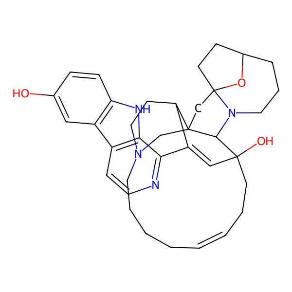2D Structure of (1R,2R,4S,7S,12R,13S,16Z)-25-(6-hydroxy-9H-pyrido[3,4-b]indol-1-yl)-28-oxa-11,22-diazahexacyclo[11.11.2.12,22.14,7.02,12.04,11]octacosa-16,25-dien-13-ol