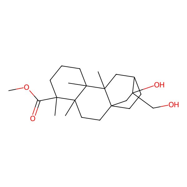 2D Structure of methyl (1R,4S,5R,9S,10R,12S,13R)-13-hydroxy-13-(hydroxymethyl)-4,5,9,10-tetramethyltetracyclo[10.2.2.01,10.04,9]hexadecane-5-carboxylate