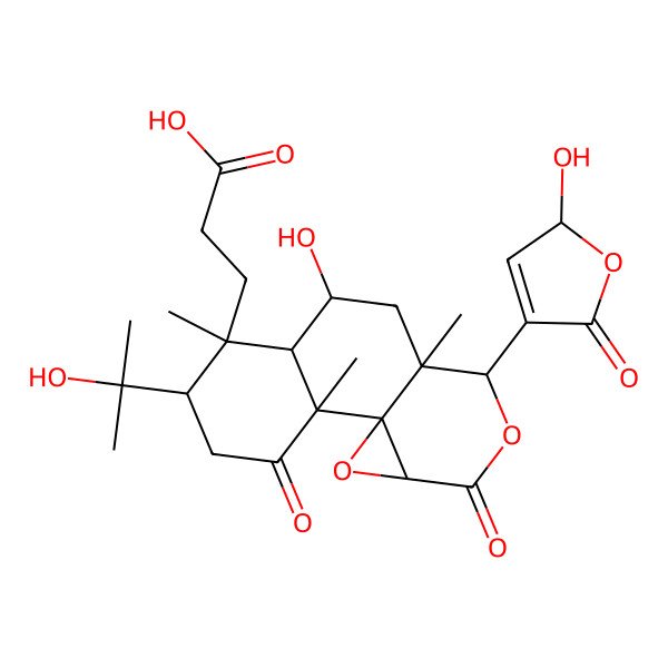 2D Structure of 3-[8-hydroxy-11-(2-hydroxy-5-oxo-2H-furan-4-yl)-5-(2-hydroxypropan-2-yl)-2,6,10-trimethyl-3,13-dioxo-12,15-dioxatetracyclo[8.5.0.01,14.02,7]pentadecan-6-yl]propanoic acid