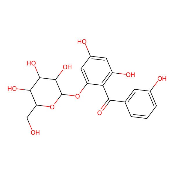 2D Structure of [2,4-dihydroxy-6-[(2S,3R,4S,5S,6R)-3,4,5-trihydroxy-6-(hydroxymethyl)oxan-2-yl]oxyphenyl]-(3-hydroxyphenyl)methanone