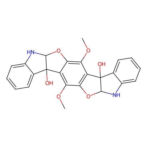 2D Structure of 2,15-Dimethoxy-13,26-dioxa-11,24-diazaheptacyclo[14.10.0.03,14.04,12.05,10.017,25.018,23]hexacosa-1,3(14),5,7,9,15,18,20,22-nonaene-4,17-diol