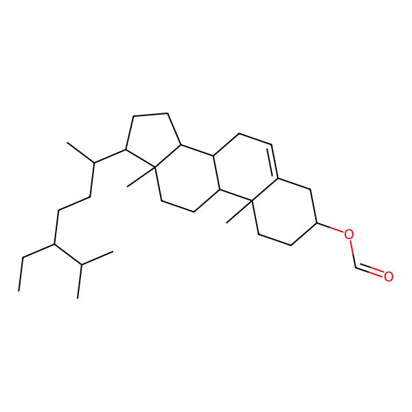 2D Structure of [(3S,8S,9S,10R,13R,14S,17R)-17-[(2R,5R)-5-ethyl-6-methylheptan-2-yl]-10,13-dimethyl-2,3,4,7,8,9,11,12,14,15,16,17-dodecahydro-1H-cyclopenta[a]phenanthren-3-yl] formate