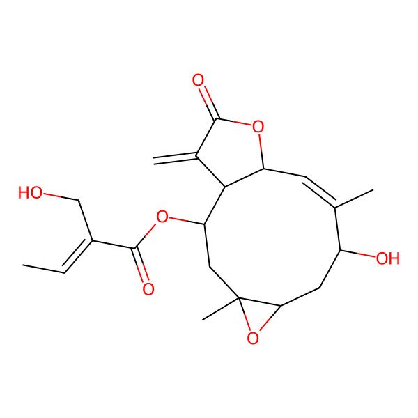 2D Structure of [(1R,2R,4R,6S,8S,9Z,11R)-8-hydroxy-4,9-dimethyl-14-methylidene-13-oxo-5,12-dioxatricyclo[9.3.0.04,6]tetradec-9-en-2-yl] (E)-2-(hydroxymethyl)but-2-enoate