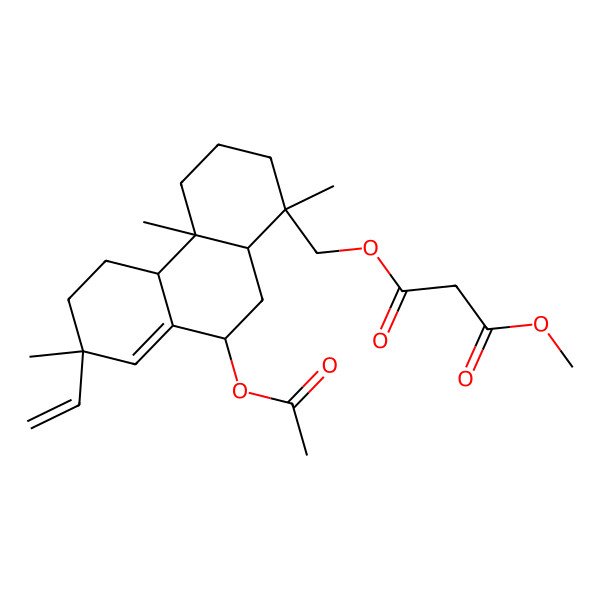 2D Structure of 3-O-[[(1R,4aS,4bR,7R,9R,10aR)-9-acetyloxy-7-ethenyl-1,4a,7-trimethyl-3,4,4b,5,6,9,10,10a-octahydro-2H-phenanthren-1-yl]methyl] 1-O-methyl propanedioate