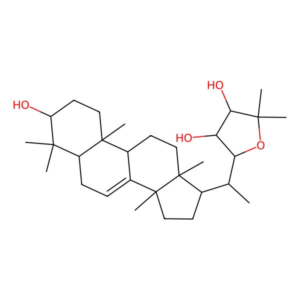 2D Structure of 5-[1-(3-hydroxy-4,4,10,13,14-pentamethyl-2,3,5,6,9,11,12,15,16,17-decahydro-1H-cyclopenta[a]phenanthren-17-yl)ethyl]-2,2-dimethyloxolane-3,4-diol