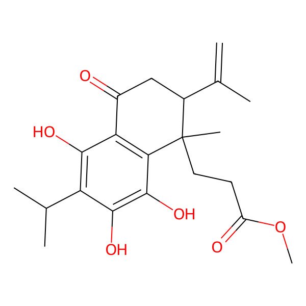 2D Structure of methyl 3-[(1S,2S)-5,7,8-trihydroxy-1-methyl-4-oxo-6-propan-2-yl-2-prop-1-en-2-yl-2,3-dihydronaphthalen-1-yl]propanoate