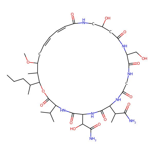 2D Structure of (2R)-2-[(3S,6S,9S,15S,19S,23E,25E,28R,29R,30R)-6-[(1R)-2-amino-1-hydroxy-2-oxoethyl]-19-hydroxy-15-(hydroxymethyl)-28-methoxy-29-methyl-2,5,8,11,14,17,22-heptaoxo-30-[(2S)-pentan-2-yl]-3-propan-2-yl-1-oxa-4,7,10,13,16,21-hexazacyclotriaconta-23,25-dien-9-yl]propanamide