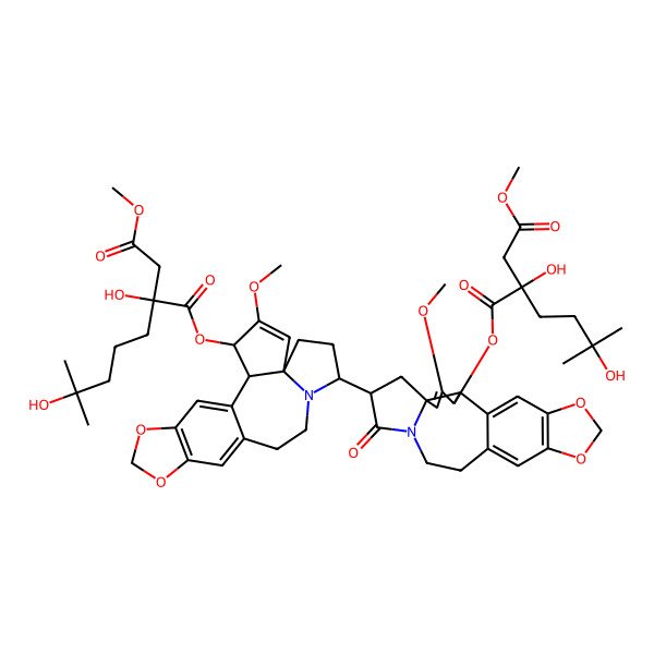 2D Structure of 1-O-[(2S,3S,9S)-9-[(2S,3S,8S)-3-[(2R)-2,5-dihydroxy-2-(2-methoxy-2-oxoethyl)-5-methylhexanoyl]oxy-4-methoxy-9-oxo-16,18-dioxa-10-azapentacyclo[11.7.0.02,6.06,10.015,19]icosa-1(20),4,13,15(19)-tetraen-8-yl]-4-methoxy-16,18-dioxa-10-azapentacyclo[11.7.0.02,6.06,10.015,19]icosa-1(20),4,13,15(19)-tetraen-3-yl] 4-O-methyl (2R)-2-hydroxy-2-(4-hydroxy-4-methylpentyl)butanedioate