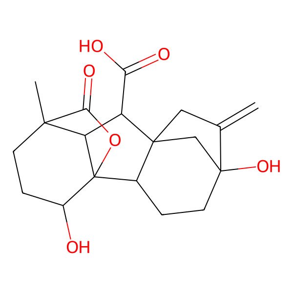 2D Structure of (1R,2R,5S,8S,9S,10R,11R,14S)-5,14-dihydroxy-11-methyl-6-methylidene-16-oxo-15-oxapentacyclo[9.3.2.15,8.01,10.02,8]heptadecane-9-carboxylic acid