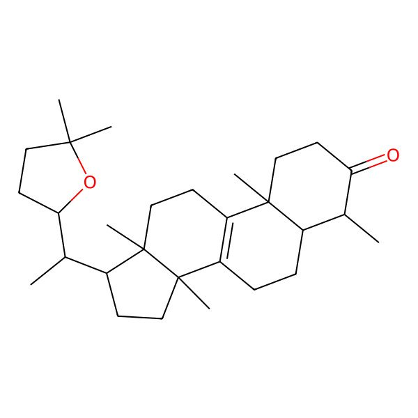 2D Structure of (4S,5R,10S,13R,14R,17R)-17-[(1S)-1-[(2S)-5,5-dimethyloxolan-2-yl]ethyl]-4,10,13,14-tetramethyl-2,4,5,6,7,11,12,15,16,17-decahydro-1H-cyclopenta[a]phenanthren-3-one