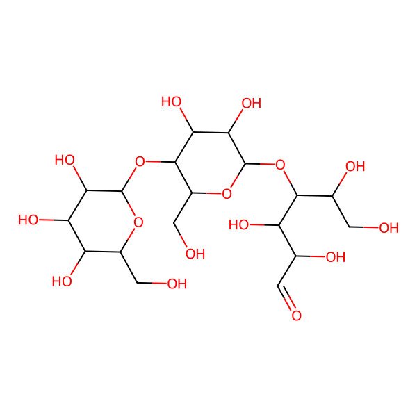 2D Structure of (2R,3R,4R,5R)-4-(((2R,3R,4R,5S,6R)-3,4-Dihydroxy-6-(hydroxymethyl)-5-(((2R,3R,4S,5S,6R)-3,4,5-trihydroxy-6-(hydroxymethyl)tetrahydro-2H-pyran-2-yl)oxy)tetrahydro-2H-pyran-2-yl)oxy)-2,3,5,6-tetrahydroxyhexanal