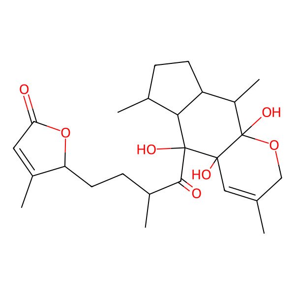 2D Structure of 2-[4-(4a,5,9a-trihydroxy-3,6,9-trimethyl-5a,6,7,8,8a,9-hexahydro-2H-cyclopenta[g]chromen-5-yl)-3-methyl-4-oxobutyl]-3-methyl-2H-furan-5-one