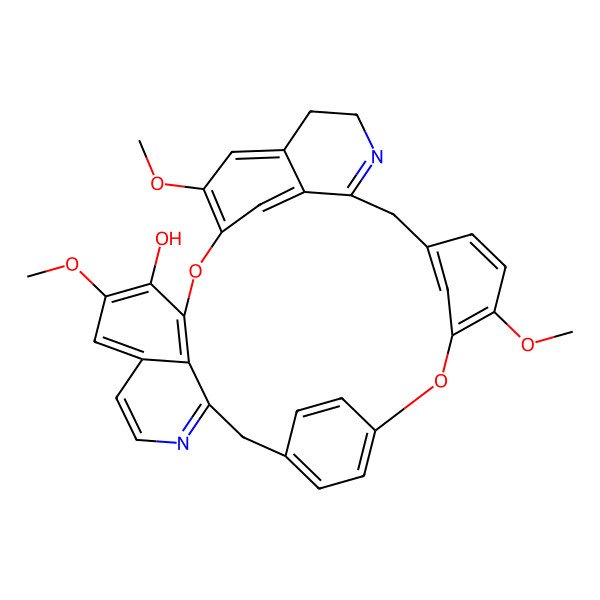 2D Structure of 6,6',12'-Trimethoxy-1,1',2,2',3,4-hexadehydrooxyacanthan-7-ol