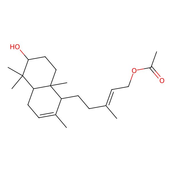 2D Structure of [(E)-5-[(1R,4aS,6S,8aR)-6-hydroxy-2,5,5,8a-tetramethyl-1,4,4a,6,7,8-hexahydronaphthalen-1-yl]-3-methylpent-2-enyl] acetate