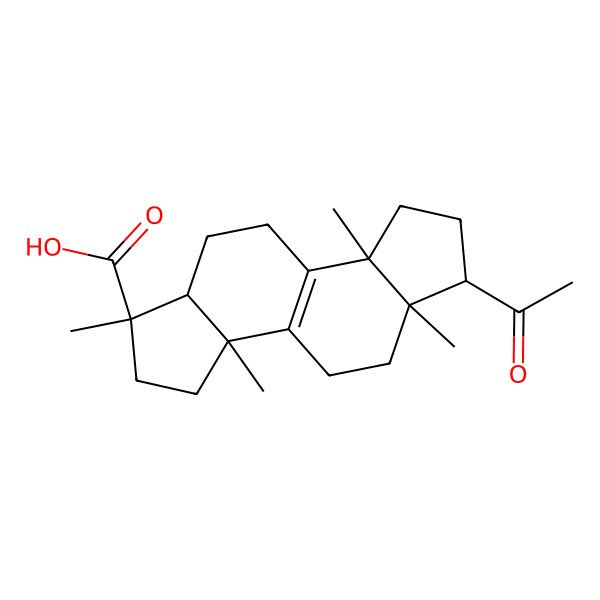 2D Structure of (1R,3aS,5aR,6S,8aR,10aR)-6-acetyl-1,3a,5a,8a-tetramethyl-2,3,4,5,6,7,8,9,10,10a-decahydroindeno[5,4-e]indene-1-carboxylic acid