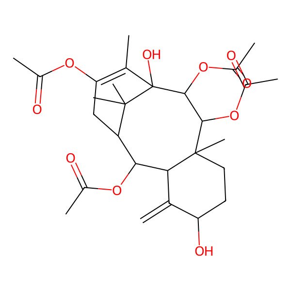 2D Structure of (9,10,13-Triacetyloxy-5,11-dihydroxy-8,12,15,15-tetramethyl-4-methylidene-2-tricyclo[9.3.1.03,8]pentadec-12-enyl) acetate