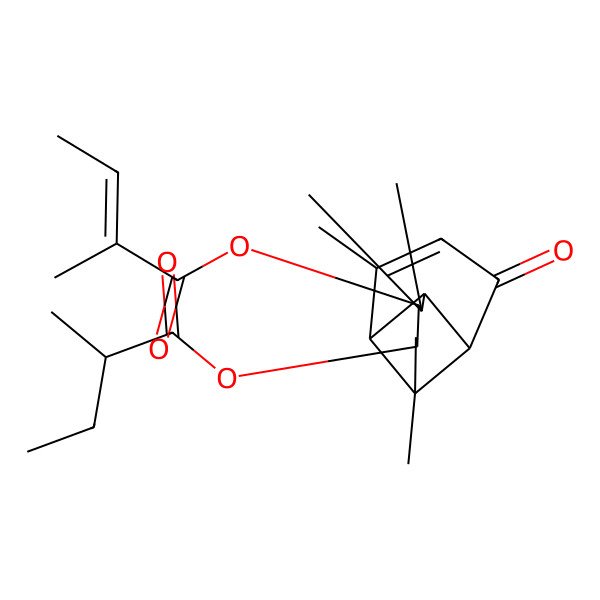 2D Structure of [2,6,6,9-Tetramethyl-5-(2-methylbut-2-enoyloxy)-11-oxo-4-tricyclo[5.4.0.02,8]undec-9-enyl] 2-methylbutanoate