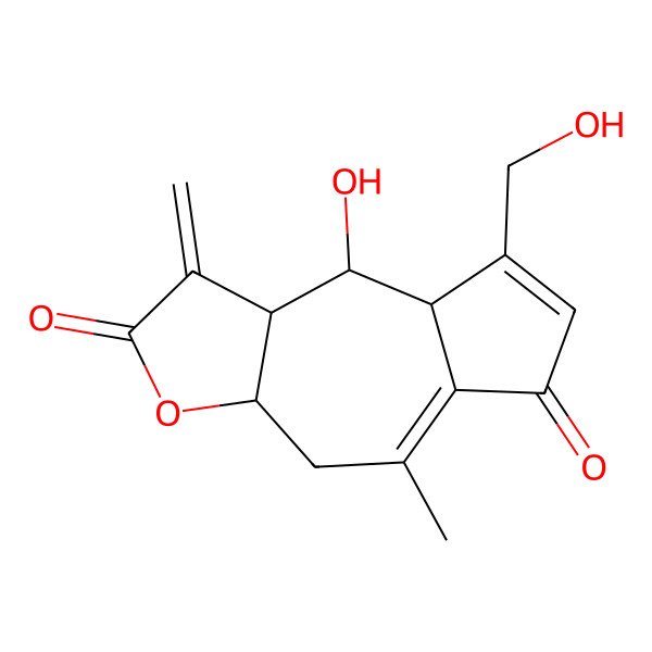 2D Structure of 9-hydroxy-8-(hydroxymethyl)-5-methyl-1-methylidene-4,8a,9,9a-tetrahydro-3aH-azuleno[6,5-b]furan-2,6-dione