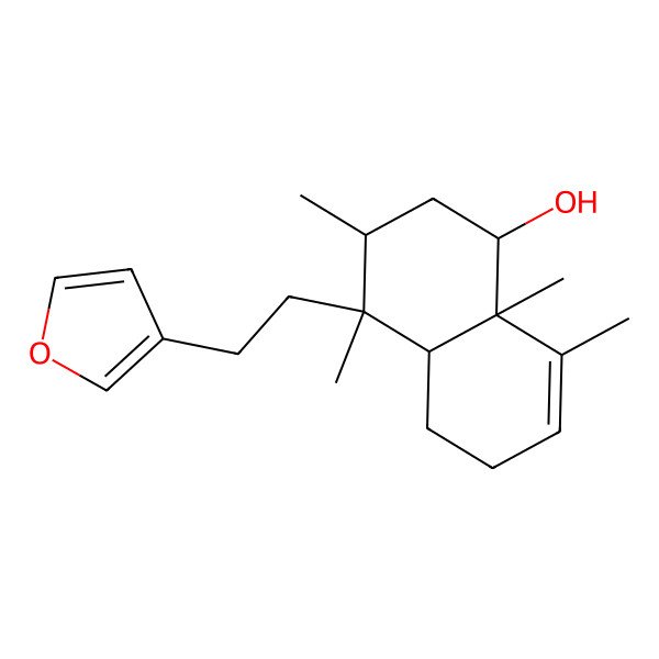 2D Structure of (1S,3R,4S,4aR,8aR)-4-[2-(furan-3-yl)ethyl]-3,4,8,8a-tetramethyl-1,2,3,4a,5,6-hexahydronaphthalen-1-ol