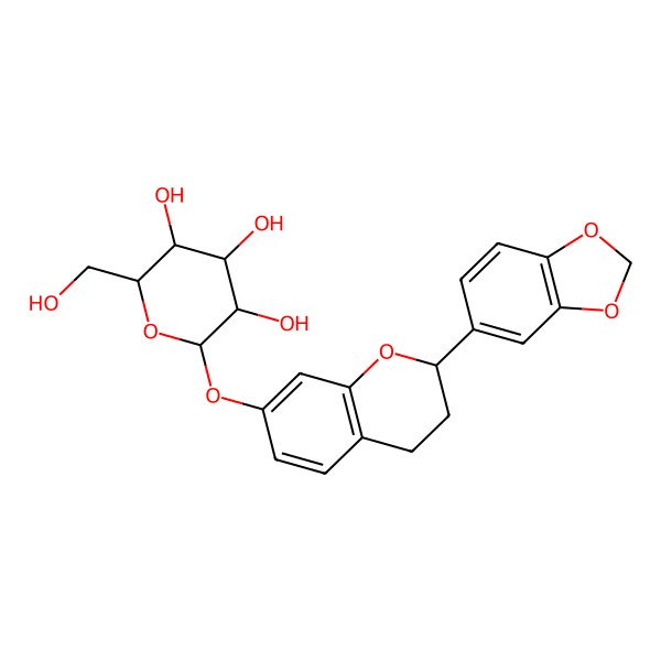 2D Structure of (2S,3R,4S,5S,6R)-2-[[(2R)-2-(1,3-benzodioxol-5-yl)-3,4-dihydro-2H-chromen-7-yl]oxy]-6-(hydroxymethyl)oxane-3,4,5-triol