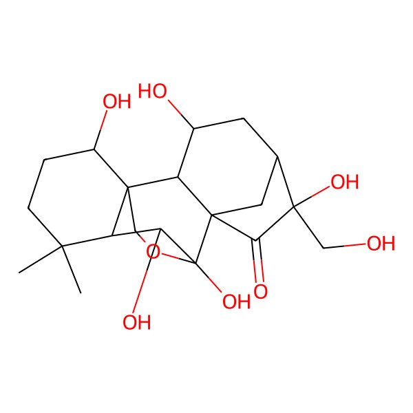 2D Structure of 3,6,9,10,15-Pentahydroxy-6-(hydroxymethyl)-12,12-dimethyl-17-oxapentacyclo[7.6.2.15,8.01,11.02,8]octadecan-7-one
